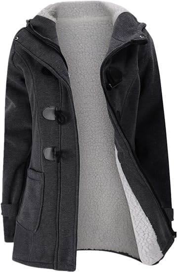 Womens Fashion Horn Button Thicken Coat